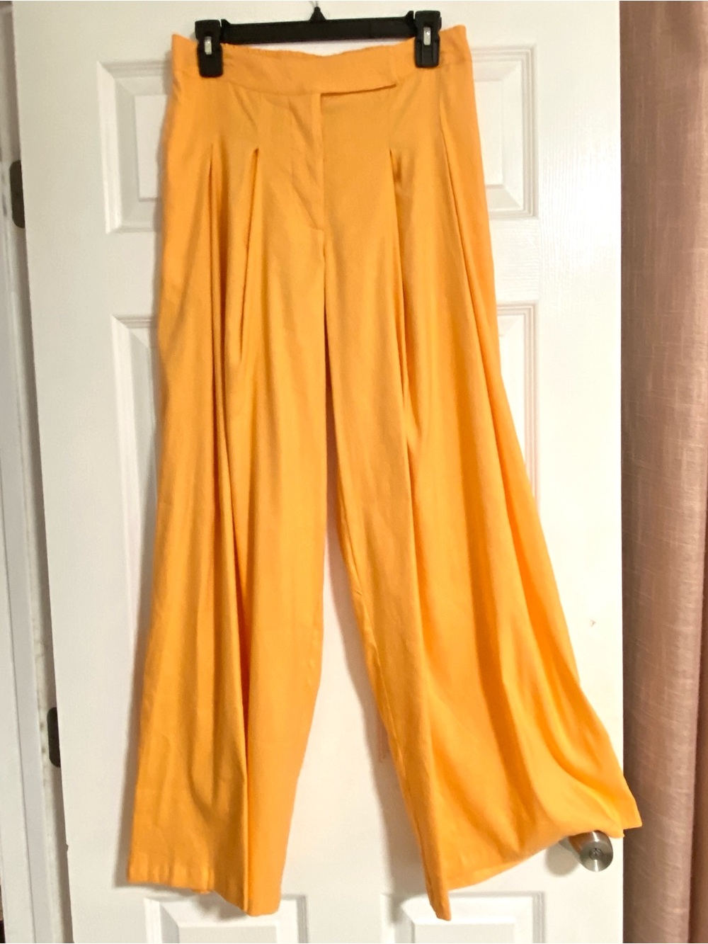 Bright Creamy Orange Wide-Leg High Waist Pants